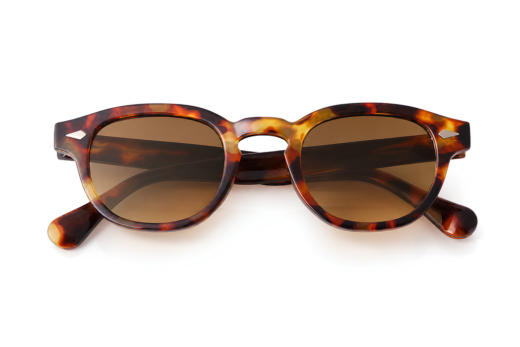 Lunettes de soleil Lola's Sunrise Ibiza, monture écaille fauve et verres marron dégradés, collection Vintage