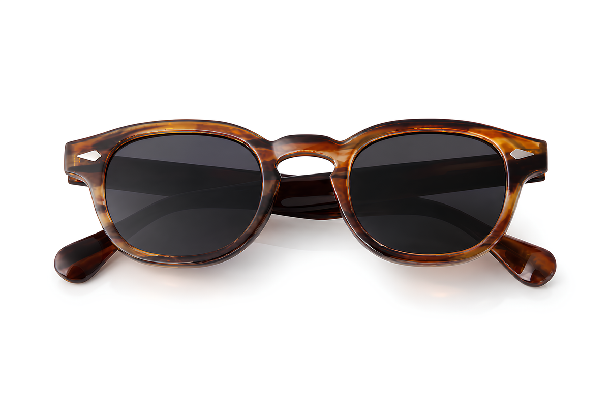 Lunettes de soleil Old Havana Sunrise Ibiza, monture écaille miel veinée et verres fumés noirs, collection Vintage