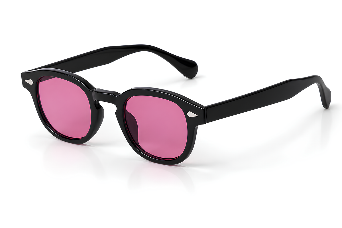 Monture noire brillante Pink Eden aux verres roses vibrants, esprit pop et festif Ibiza