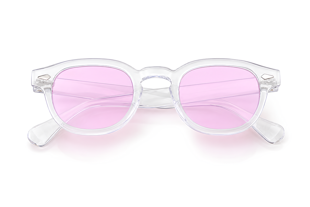 Lunettes de soleil Pink Paradise Sunrise Ibiza, monture cristal transparente et verres roses tendres, collection Signature