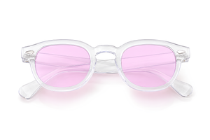 Lunettes de soleil Pink Paradise Sunrise Ibiza, monture cristal transparente et verres roses tendres, collection Signature