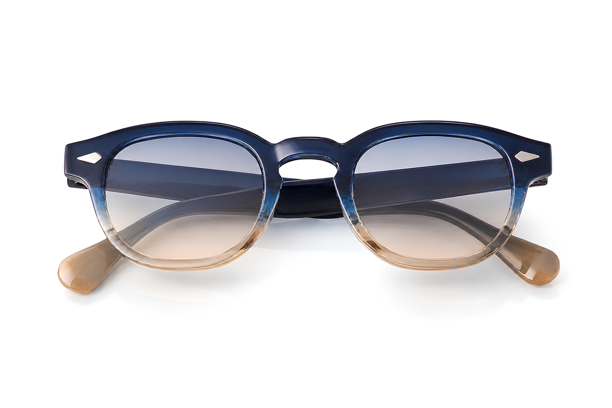 Lunettes de soleil Sant Antoni Sunrise Ibiza, monture bleu-sable et verres dégradés bleu beige, collection Signature