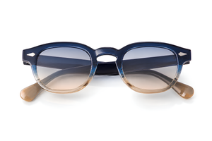 Lunettes de soleil Sant Antoni Sunrise Ibiza, monture bleu-sable et verres dégradés bleu beige, collection Signature