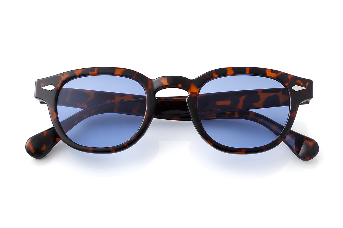 Lunettes de soleil Zoo Project Sunrise Ibiza, monture écaille chaude et verres bleus translucides, collection Icon